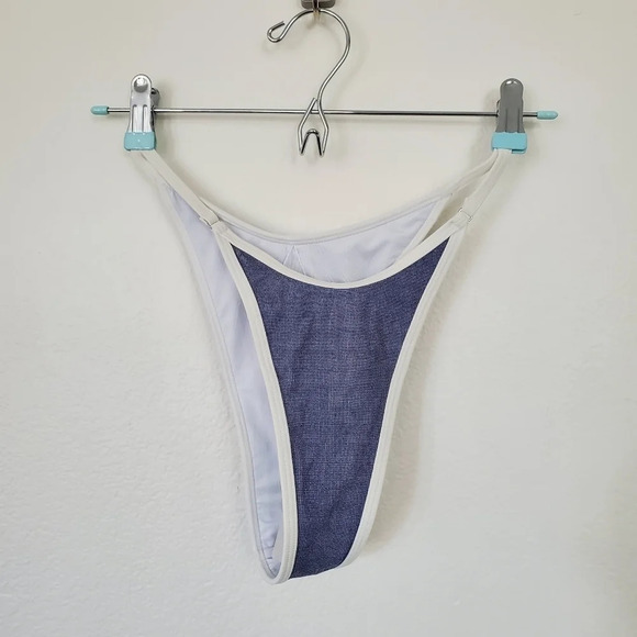 CUPSHE Contrast Trimmed Super Cheeky Bikini Bottoms in Blue Size S NWT - Picture 2 of 7